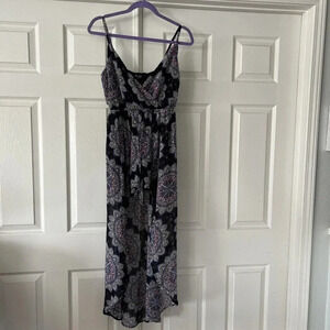 Lily Rose Junior Womens Jumper Dress Hi Lo Size Small Mock Wrap Sheer Sleeveless